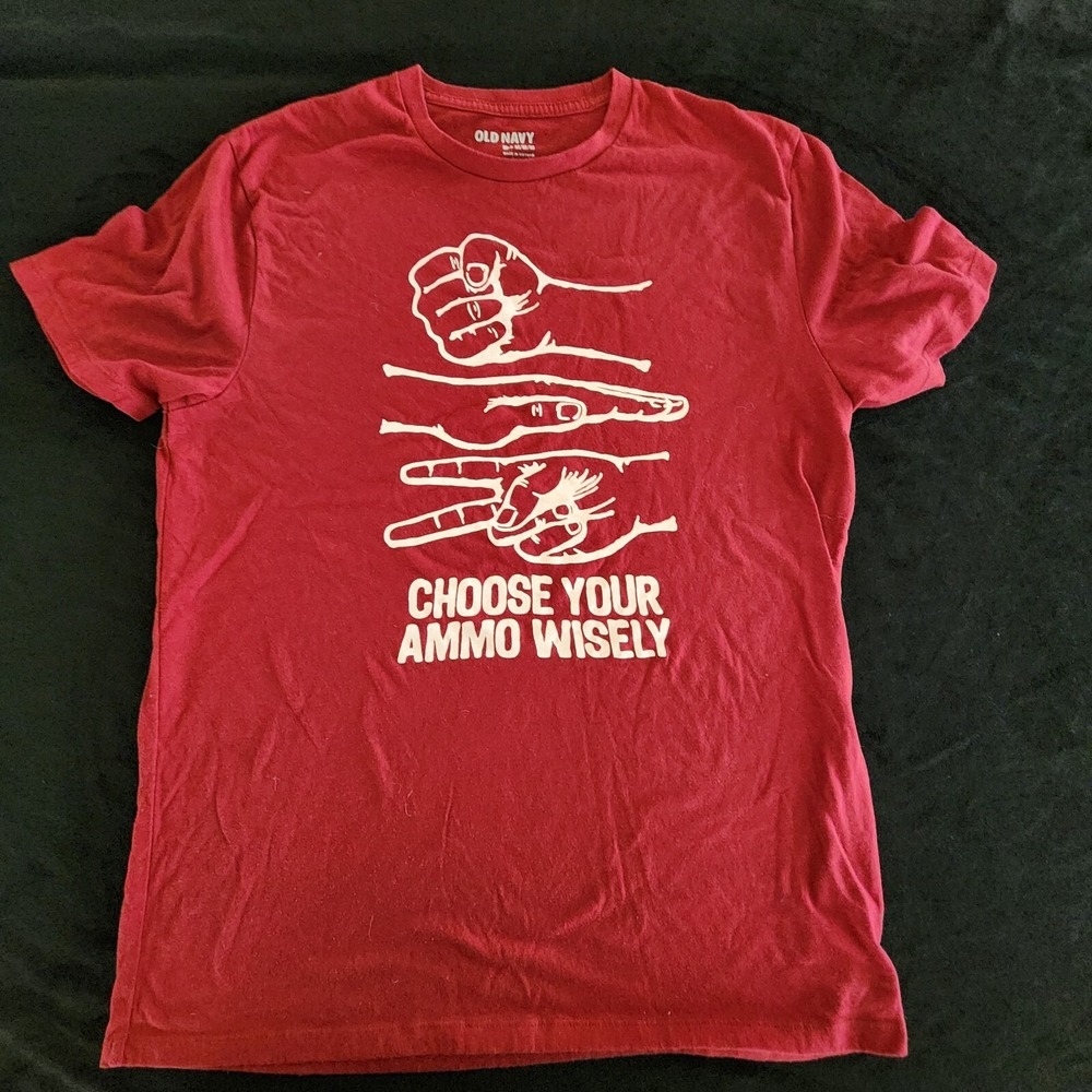 Old Navy Choose Your Ammo Wisely Red T-Shirt Men's M
